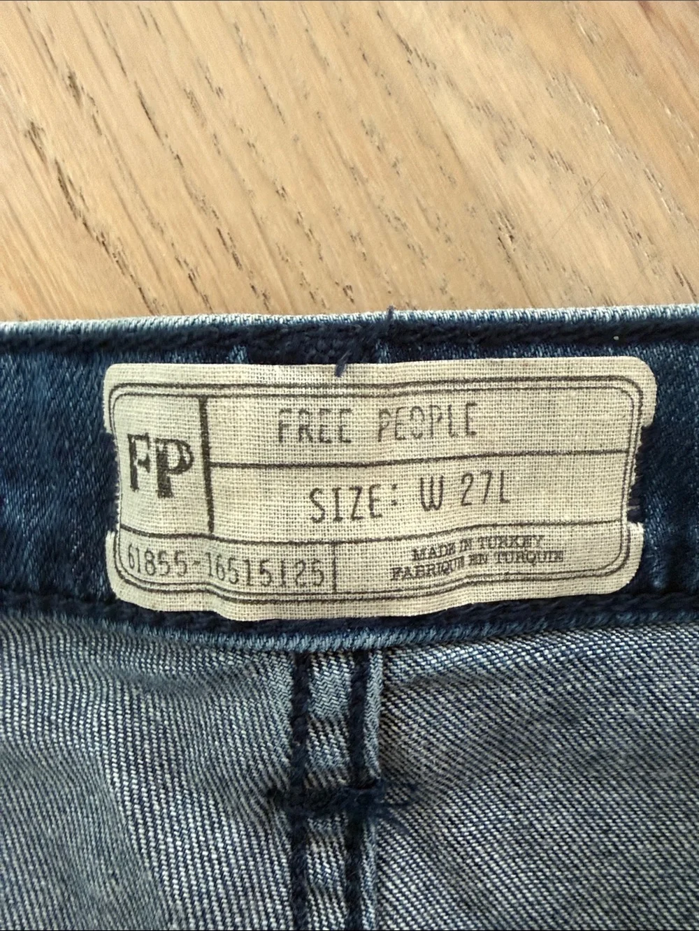 Free People Busted Knee Distressed High Rise Skinny Jeans Medium Wash 27L Long